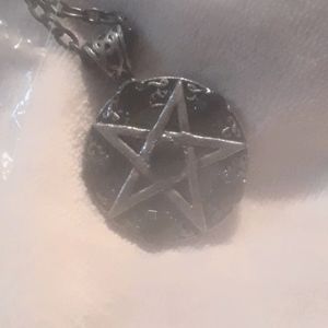 Pentagram Necklace with 6 black jewels on front